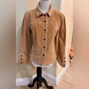 AMI Women's Tan Corduroy Trucker Jacket Large Vintage Stretch Flattering